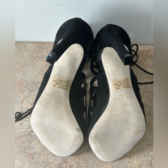 Steve Madden NWOT Sedduce Black Leather Upper Cage High Heels size 6 - Picture 6 of 7